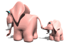 cartoon pink baby elephant holding tail md wht