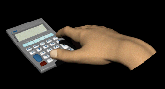 calculator hand typing equation hg blk
