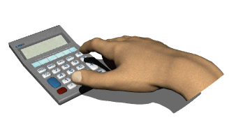 calculator hand typing equation hg wht
