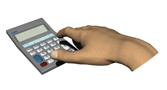 calculator hand typing equation hr