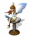 angela sitting on birdbath md wht