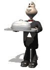 butler holding food tray talking md wht