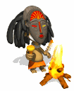 tribesman doing ritual by fire md wht