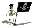 skeleton holding pirate flag md wht