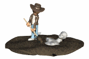 archeologist digging around statue md wht