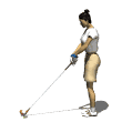 golfer woman teeing off waggling md wht