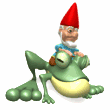 gnome riding frog md wht