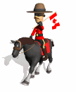 mountie riding while holding flag md wht