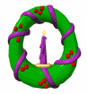 christmas wreath purple candle burning md wht