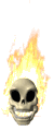 skull with fire md wht