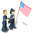firemen with american flag md wht