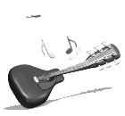 cartoon acoustic guitar notes rising md wht
