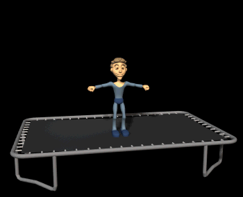 acrobat jumping on trampoline hg blk