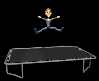acrobat jumping on trampoline hg blk  st