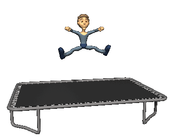 acrobat jumping on trampoline hg clr  st