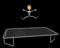 acrobat jumping on trampoline lg blk  st