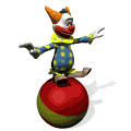 clown balancing on ball md wht