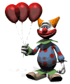 clown holding balloons md wht