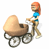 woman pushing baby carriage md wht