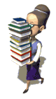 librarian walking with pile books md wht